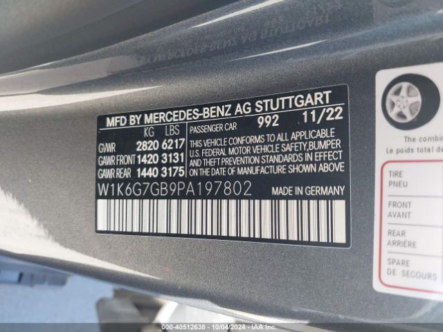 Photo 8 VIN: W1K6G7GB9PA197802 - MERCEDES-BENZ S-CLASS 