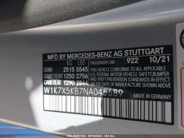 Photo 8 VIN: W1K7X5KB7NA045689 - MERCEDES-BENZ AMG GT 43 4-DOOR COUPE 