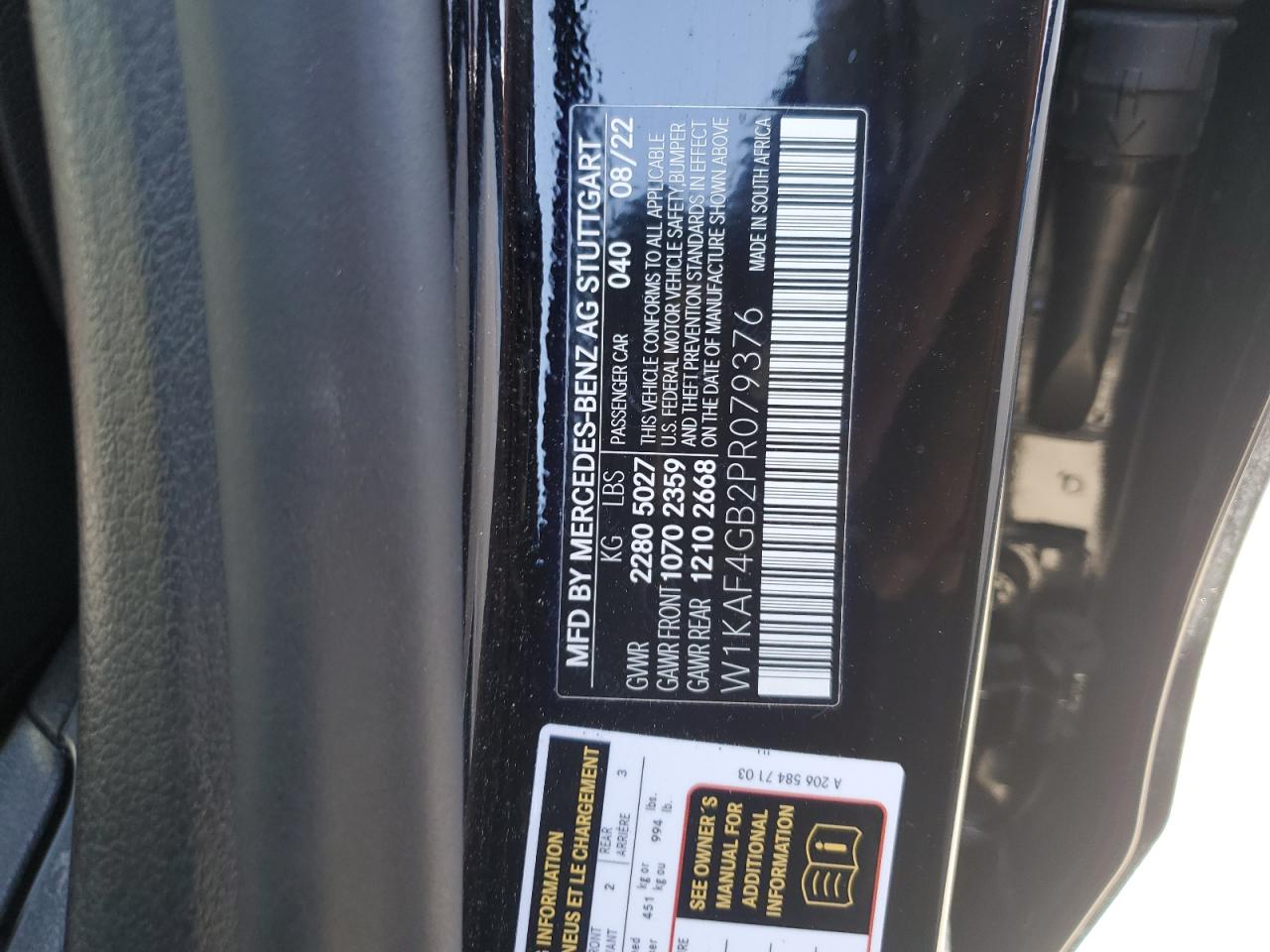 Photo 11 VIN: W1KAF4GB2PR079376 - MERCEDES-BENZ C-CLASS 