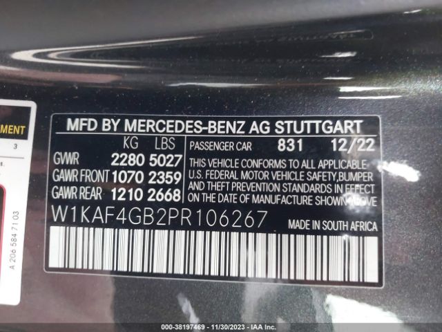 Photo 8 VIN: W1KAF4GB2PR106267 - MERCEDES-BENZ C 300 