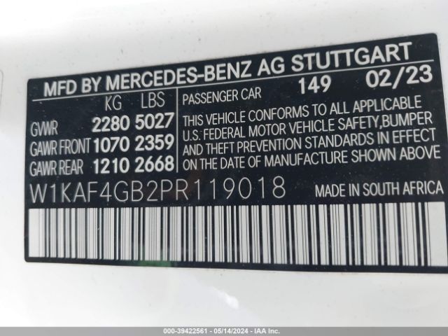 Photo 8 VIN: W1KAF4GB2PR119018 - MERCEDES-BENZ C 300 