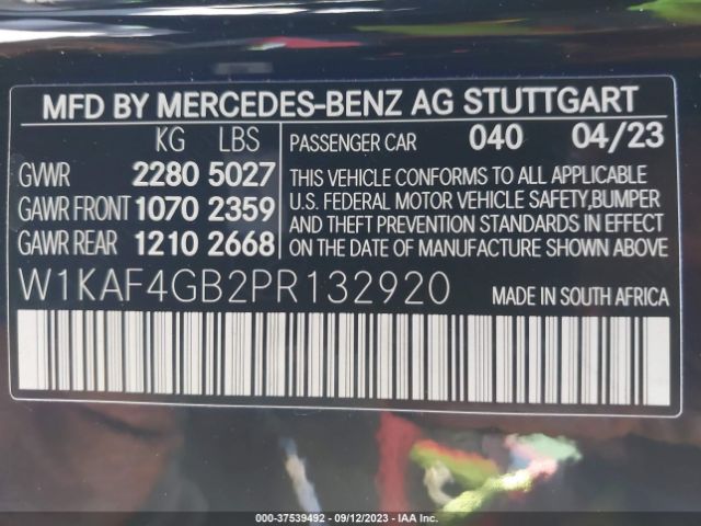 Photo 8 VIN: W1KAF4GB2PR132920 - MERCEDES-BENZ C-CLASS 