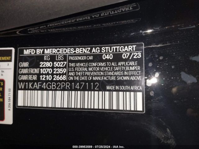 Photo 8 VIN: W1KAF4GB2PR147112 - MERCEDES-BENZ C-CLASS 