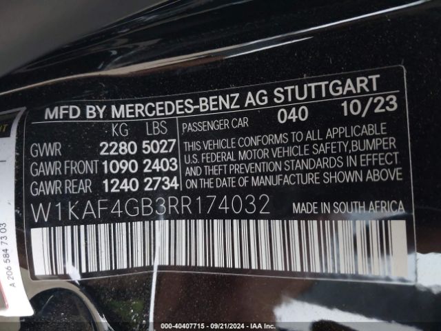 Photo 8 VIN: W1KAF4GB3RR174032 - MERCEDES-BENZ C-CLASS 