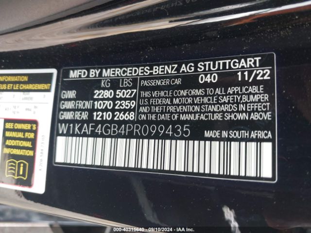 Photo 8 VIN: W1KAF4GB4PR099435 - MERCEDES-BENZ C-CLASS 