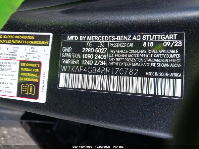 Photo 8 VIN: W1KAF4GB4RR170782 - MERCEDES-BENZ C-CLASS 