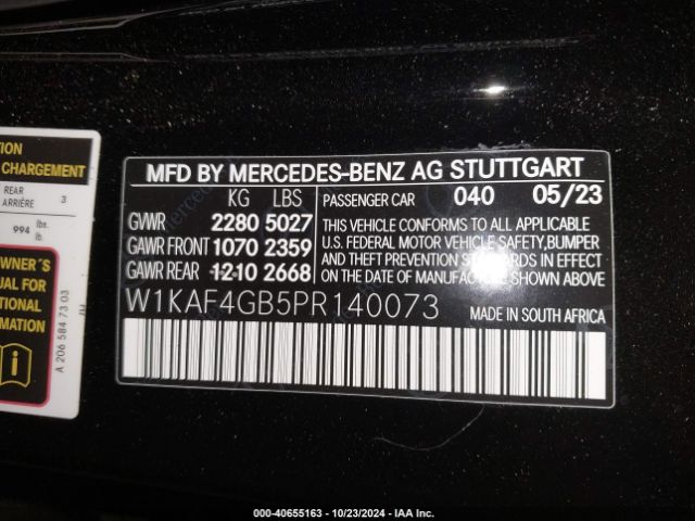 Photo 8 VIN: W1KAF4GB5PR140073 - MERCEDES-BENZ C-CLASS 