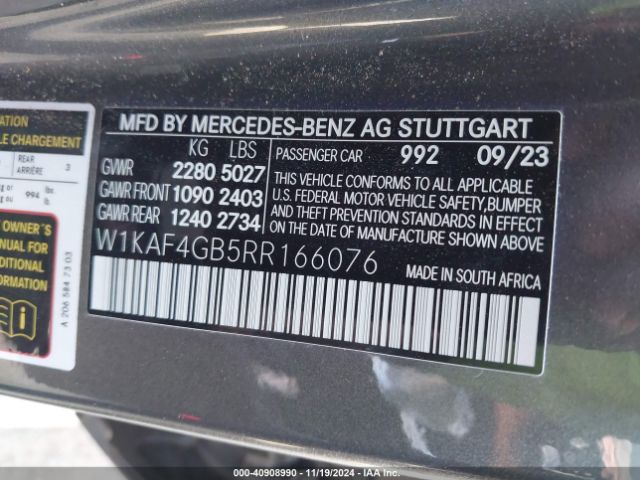 Photo 8 VIN: W1KAF4GB5RR166076 - MERCEDES-BENZ C-CLASS 