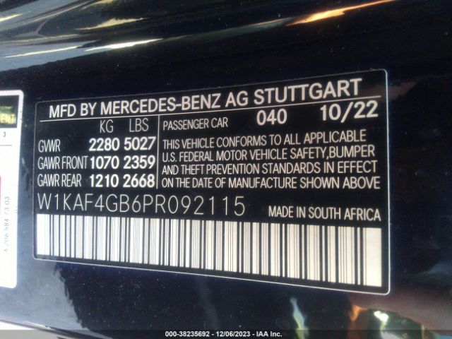 Photo 8 VIN: W1KAF4GB6PR092115 - MERCEDES-BENZ C 300 