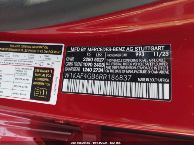 Photo 8 VIN: W1KAF4GB6RR186837 - MERCEDES-BENZ C 300 