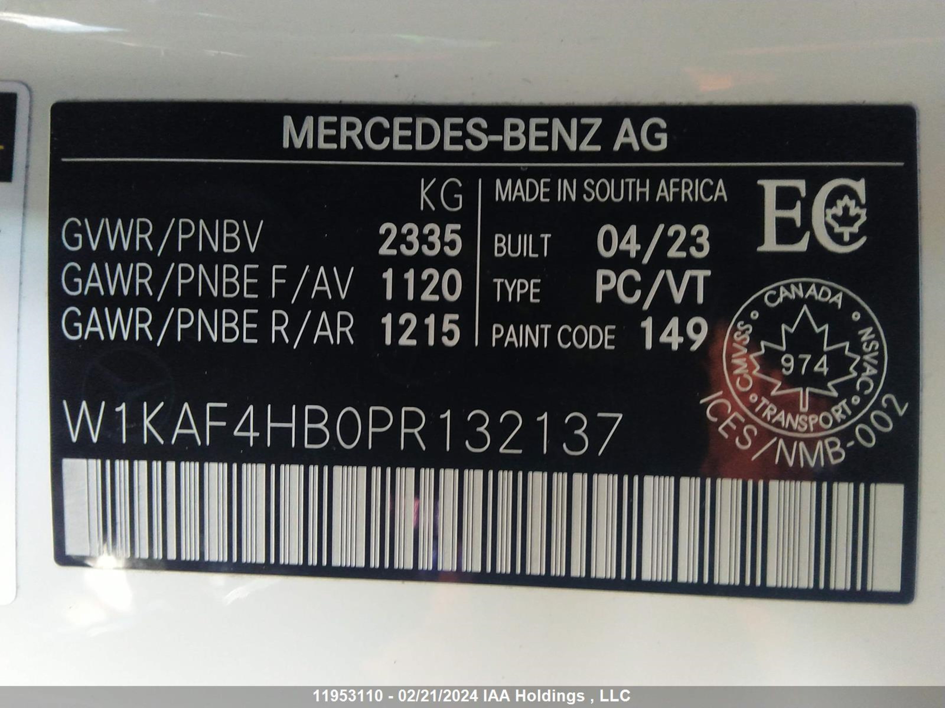 Photo 8 VIN: W1KAF4HB0PR132137 - MERCEDES-BENZ C-KLASSE 