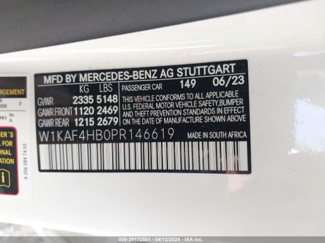 Photo 8 VIN: W1KAF4HB0PR146619 - MERCEDES-BENZ C 300 