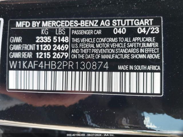 Photo 8 VIN: W1KAF4HB2PR130874 - MERCEDES-BENZ C-CLASS 