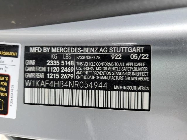 Photo 12 VIN: W1KAF4HB4NR054944 - MERCEDES-BENZ C 300 4MAT 