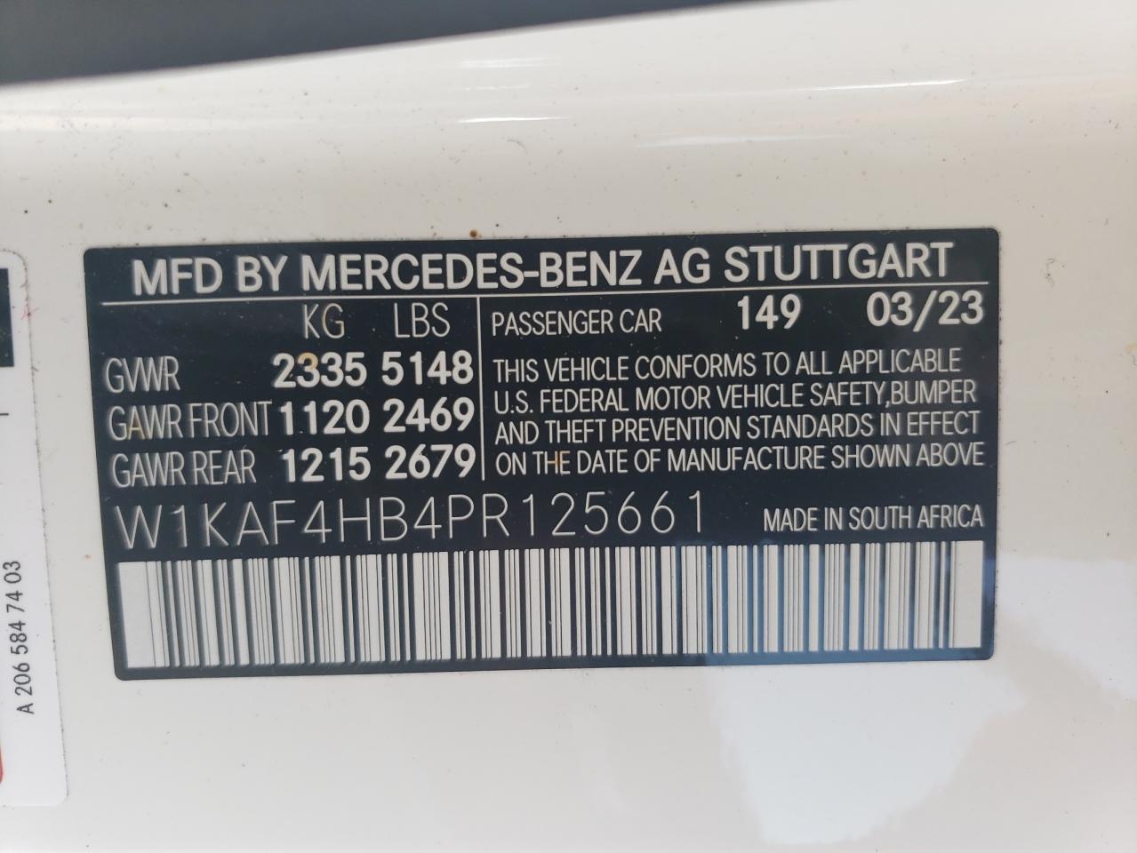 Photo 11 VIN: W1KAF4HB4PR125661 - MERCEDES-BENZ C-KLASSE 