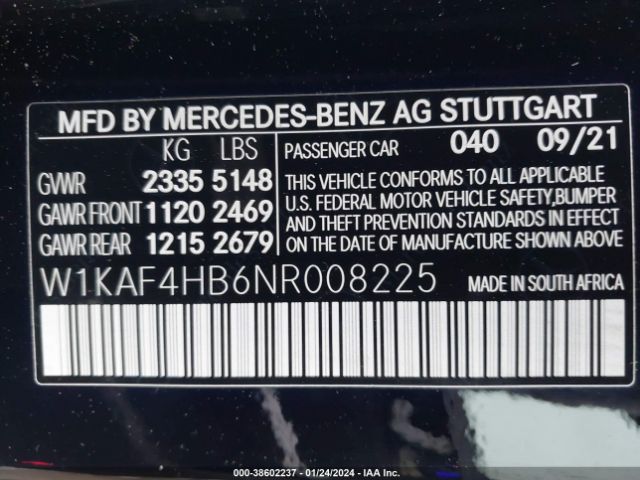 Photo 8 VIN: W1KAF4HB6NR008225 - MERCEDES-BENZ C 300 