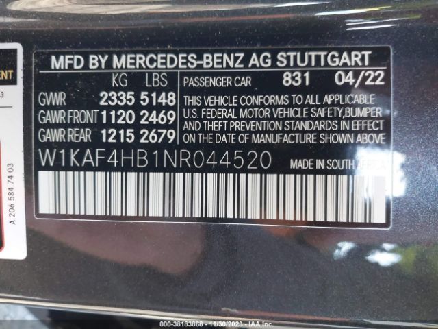 Photo 8 VIN: W1KAF4HB7NR007763 - MERCEDES-BENZ C 300 