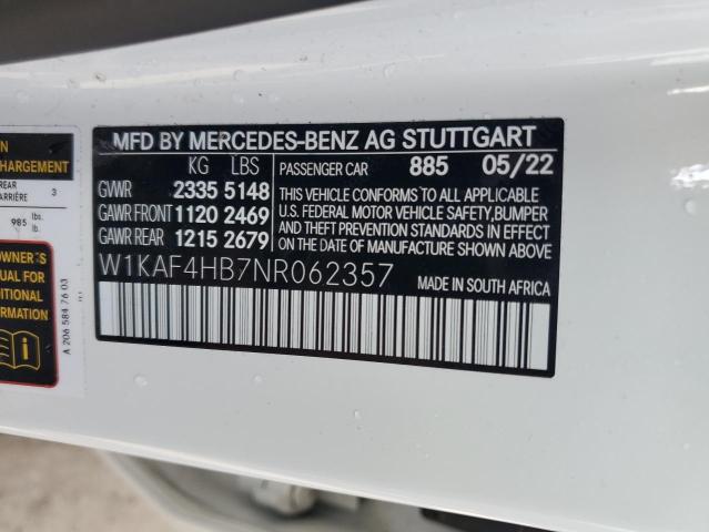 Photo 11 VIN: W1KAF4HB7NR062357 - MERCEDES-BENZ C-CLASS 