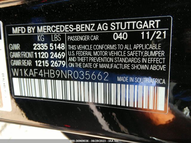 Photo 8 VIN: W1KAF4HB9NR035662 - MERCEDES-BENZ C 300 