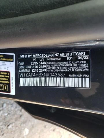 Photo 11 VIN: W1KAF4HBXNR043687 - MERCEDES-BENZ C 300 4MAT 