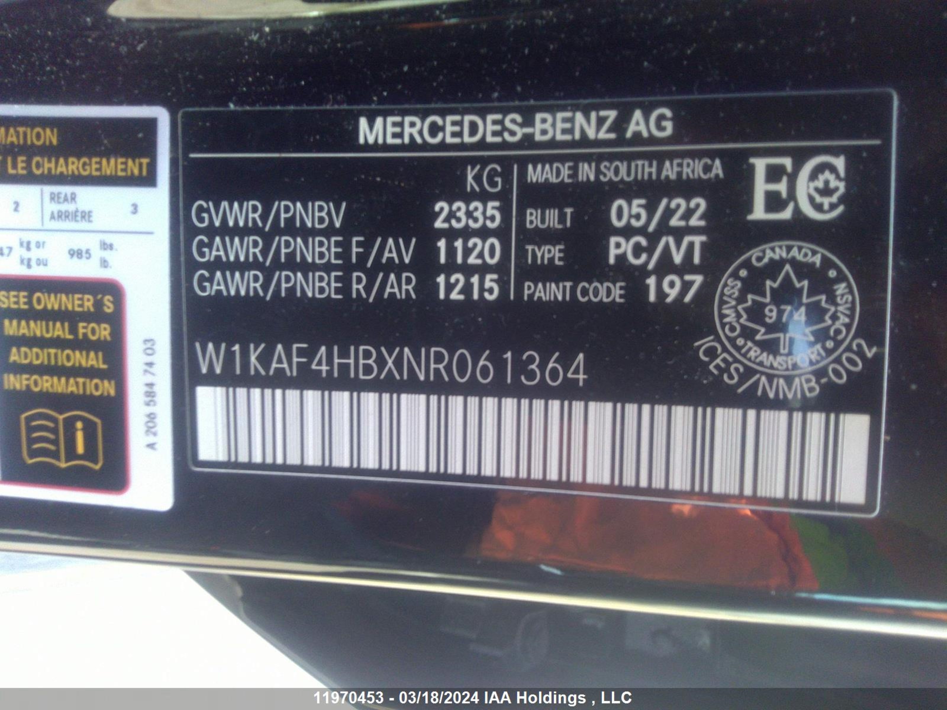 Photo 8 VIN: W1KAF4HBXNR061364 - MERCEDES-BENZ C-KLASSE 