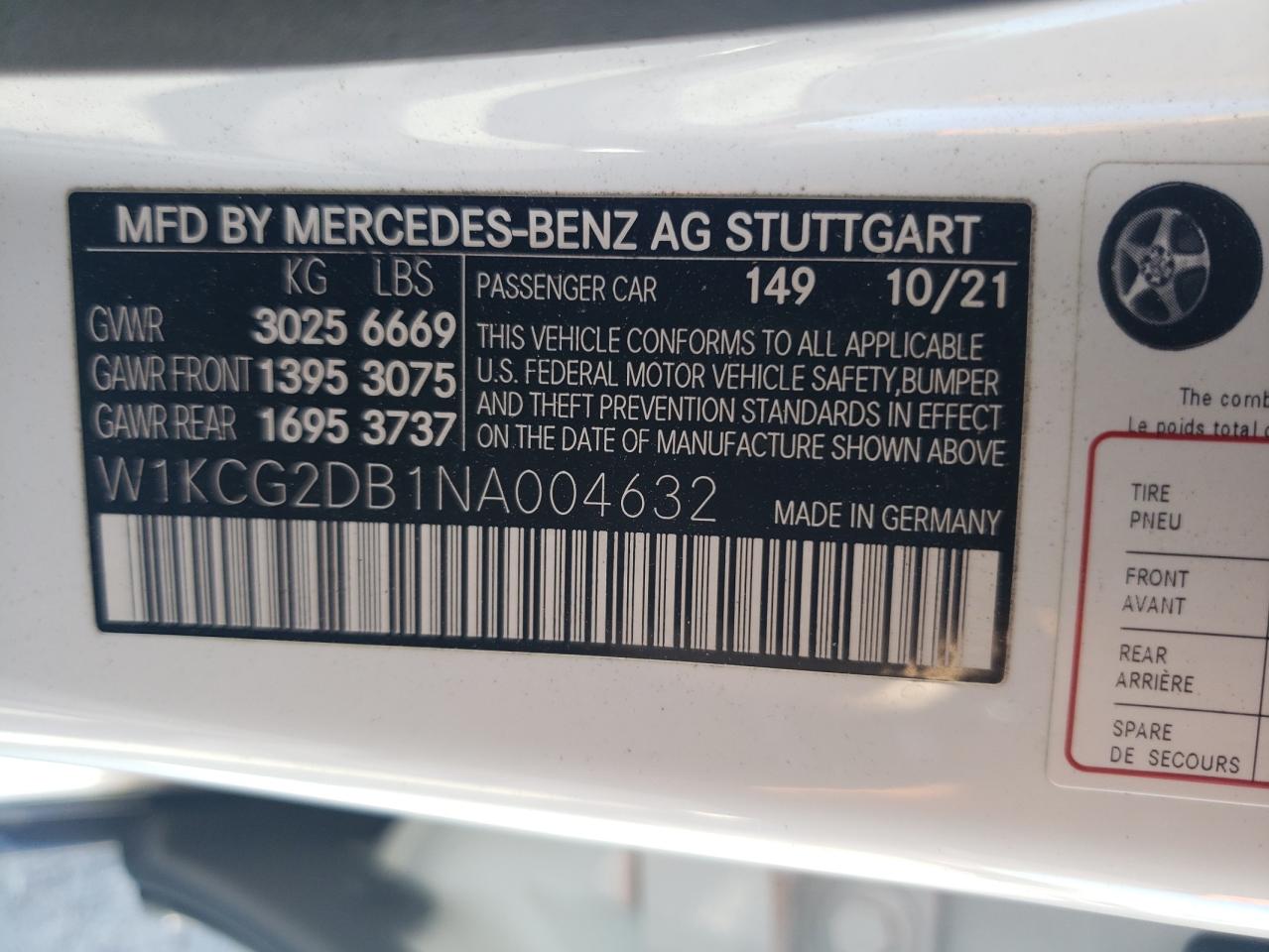 Photo 12 VIN: W1KCG2DB1NA004632 - MERCEDES-BENZ NULL 