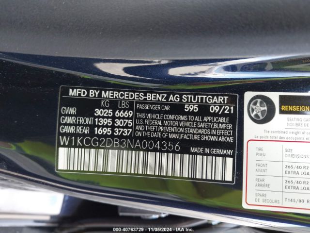 Photo 8 VIN: W1KCG2DB3NA004356 - MERCEDES-BENZ EQS-CLASS SEDAN 