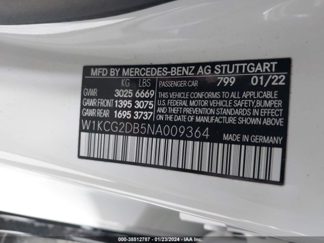 Photo 8 VIN: W1KCG2DB5NA009364 - MERCEDES-BENZ EQS 