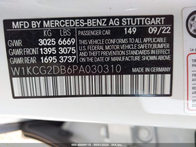 Photo 8 VIN: W1KCG2DB6PA030310 - MERCEDES-BENZ EQS-CLASS SEDAN 