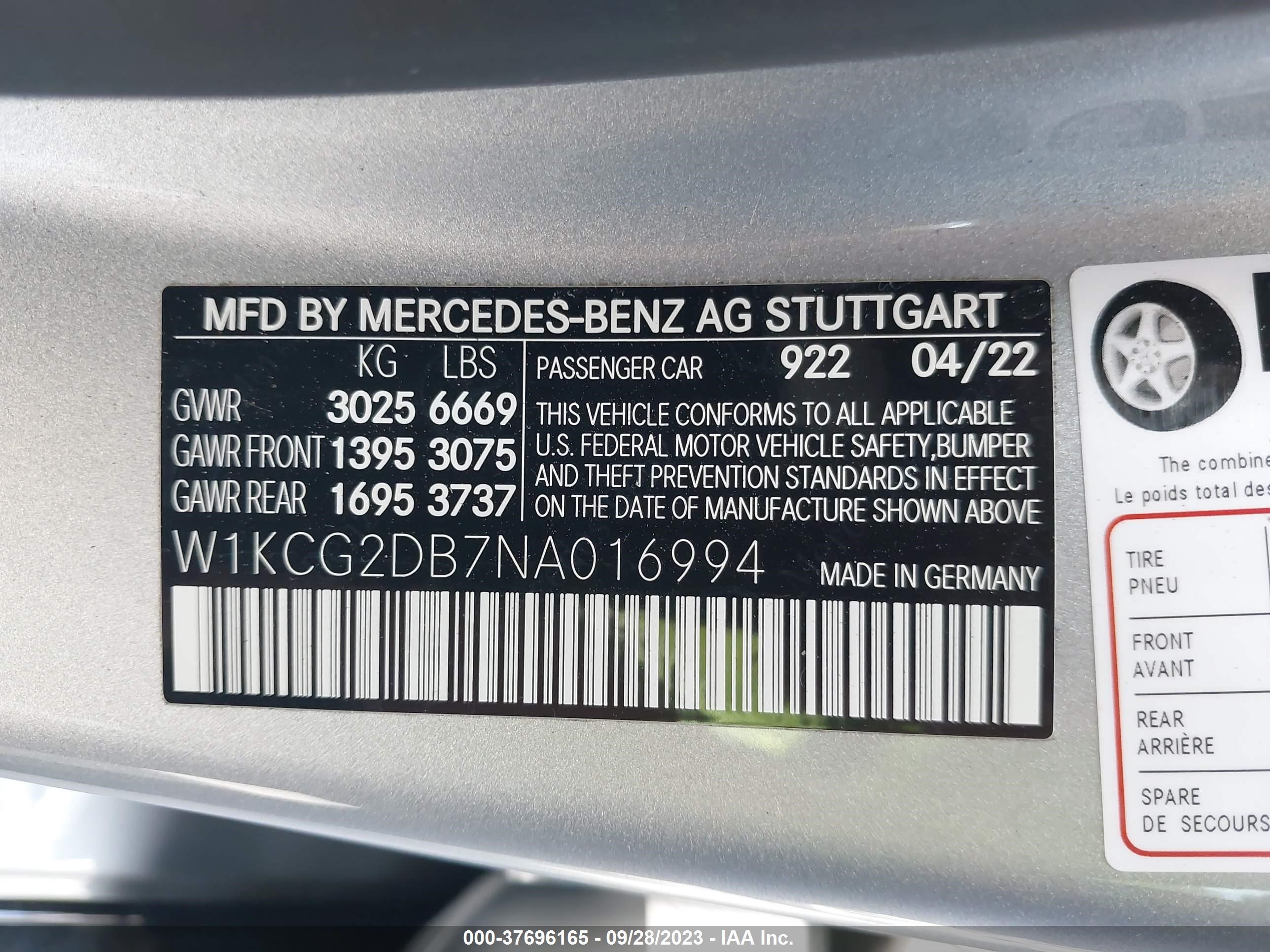 Photo 8 VIN: W1KCG2DB7NA016994 - MERCEDES-BENZ EQS 450 