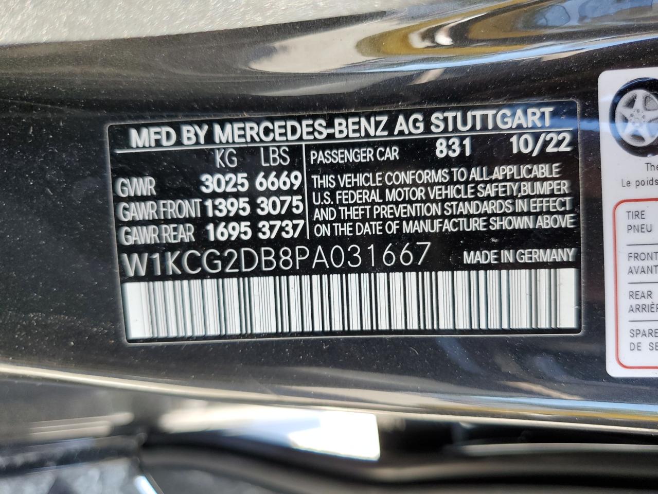 Photo 11 VIN: W1KCG2DB8PA031667 - MERCEDES-BENZ NULL 