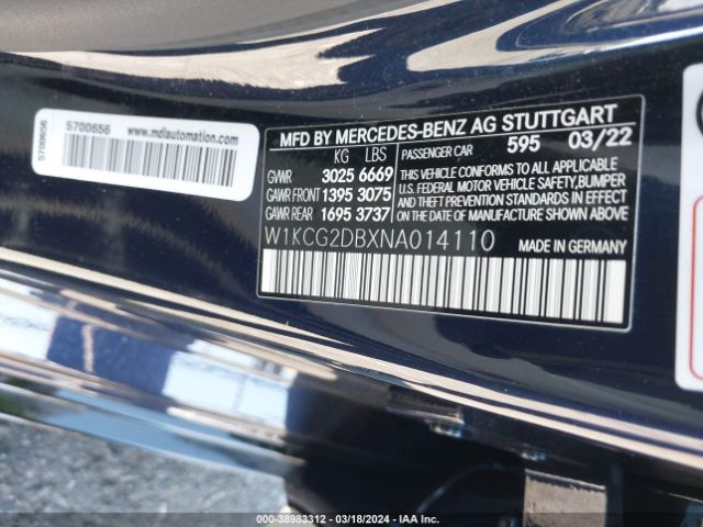 Photo 8 VIN: W1KCG2DBXNA014110 - MERCEDES-BENZ EQS 450+ 