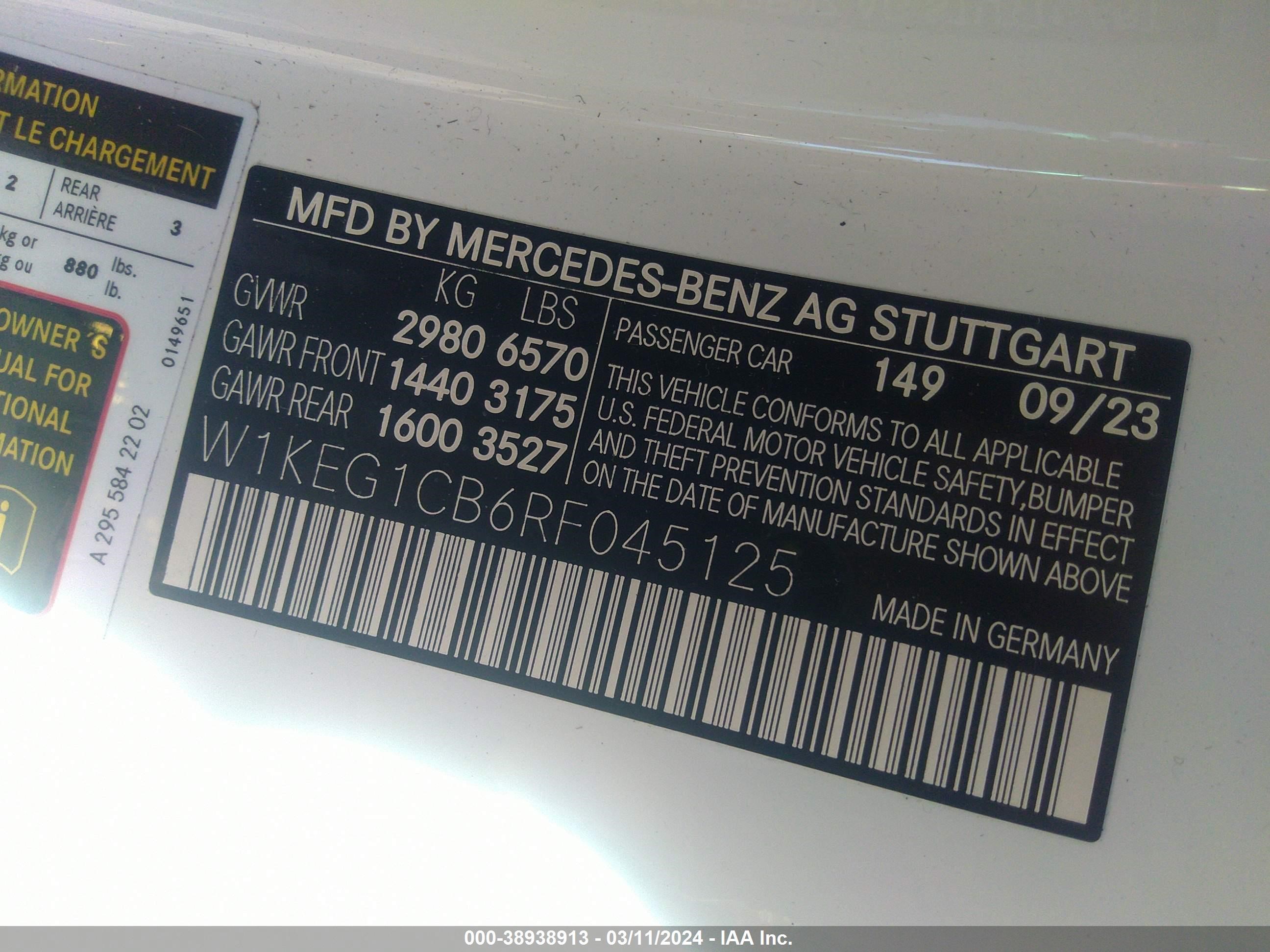 Photo 8 VIN: W1KEG1CB6RF045125 - MERCEDES-BENZ NULL 