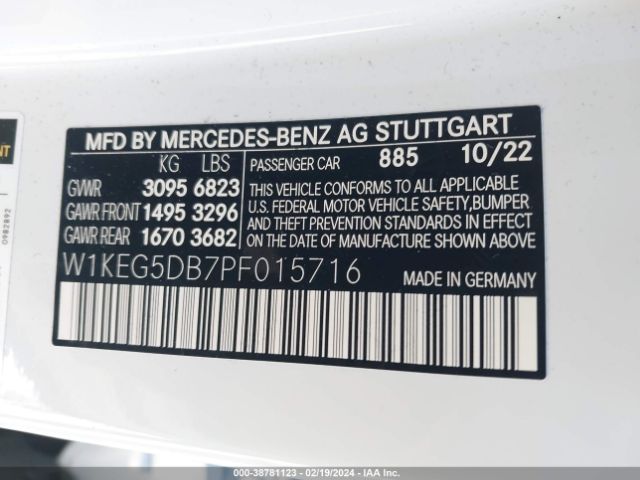 Photo 8 VIN: W1KEG5DB7PF015716 - MERCEDES-BENZ EQE 