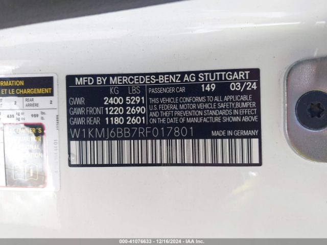 Photo 8 VIN: W1KMJ6BB7RF017801 - MERCEDES-BENZ CLE 