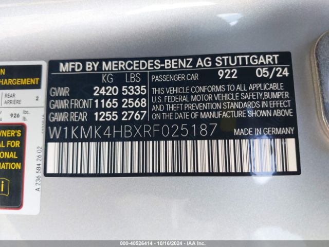 Photo 8 VIN: W1KMK4HBXRF025187 - MERCEDES-BENZ CLE 