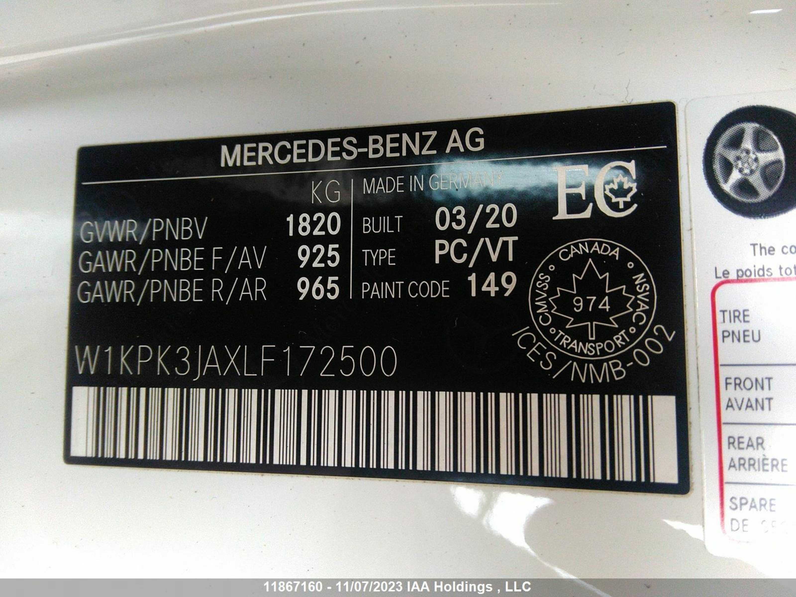 Photo 8 VIN: W1KPK3JAXLF172500 - MERCEDES-BENZ NULL 