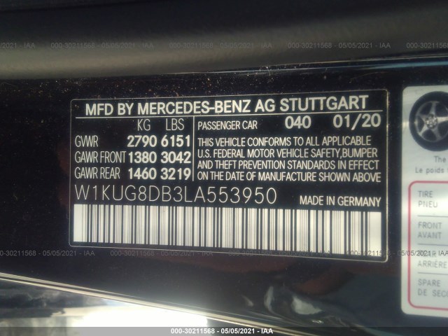 Photo 8 VIN: W1KUG8DB3LA553950 - MERCEDES-BENZ S-CLASS 