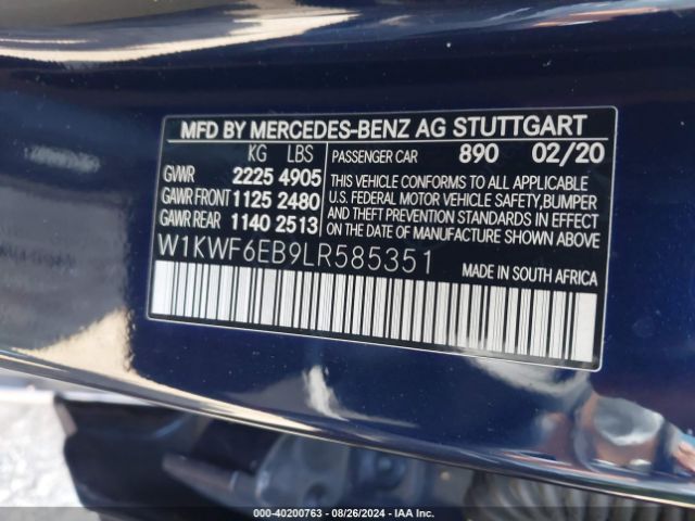 Photo 8 VIN: W1KWF6EB9LR585351 - MERCEDES-BENZ C-CLASS 