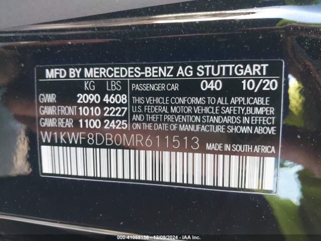 Photo 8 VIN: W1KWF8DB0MR611513 - MERCEDES-BENZ C-CLASS 