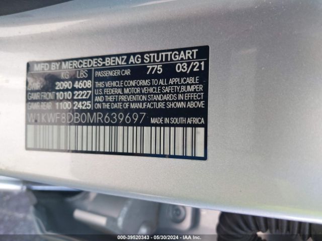 Photo 8 VIN: W1KWF8DB0MR639697 - MERCEDES-BENZ C-CLASS 