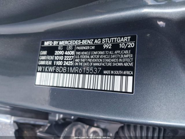 Photo 8 VIN: W1KWF8DB1MR615537 - MERCEDES-BENZ C-CLASS 