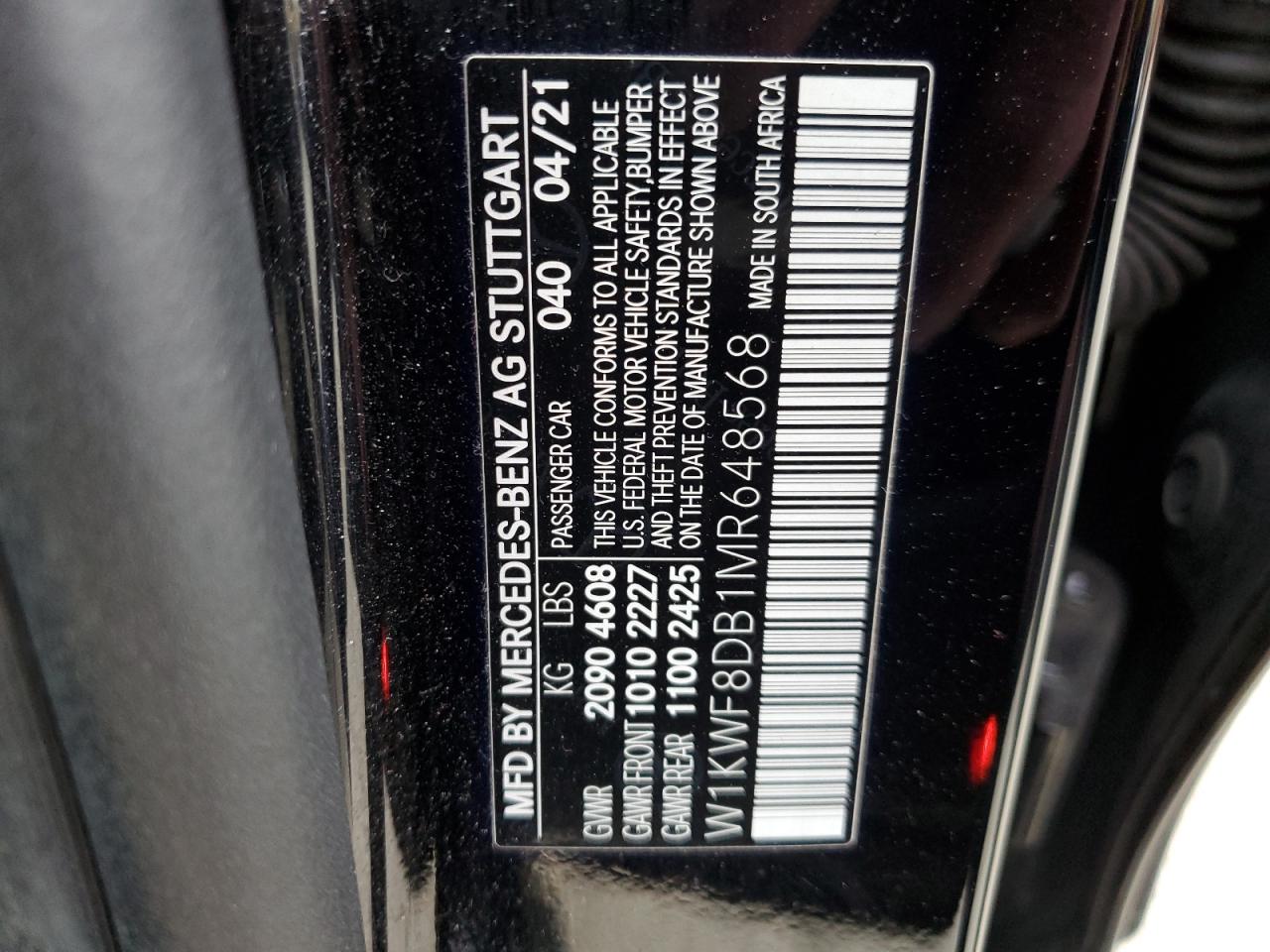 Photo 11 VIN: W1KWF8DB1MR648568 - MERCEDES-BENZ C-KLASSE 