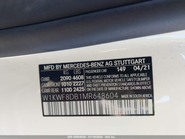 Photo 8 VIN: W1KWF8DB1MR648604 - MERCEDES-BENZ C 300 