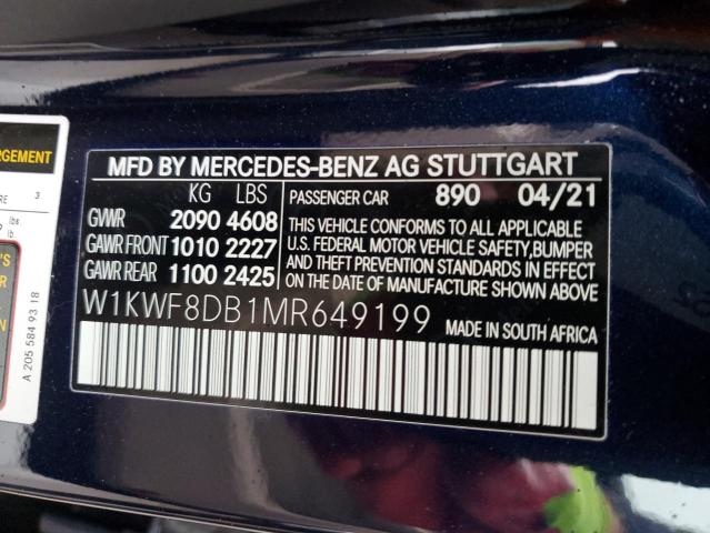 Photo 12 VIN: W1KWF8DB1MR649199 - MERCEDES-BENZ C 300 