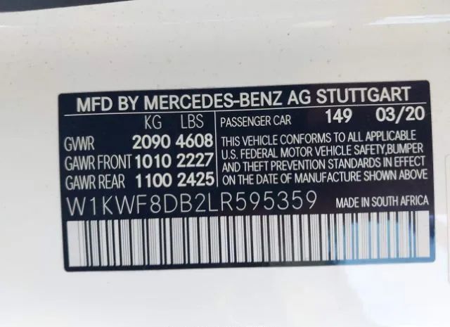 Photo 8 VIN: W1KWF8DB2LR595359 - MERCEDES-BENZ C-CLASS 