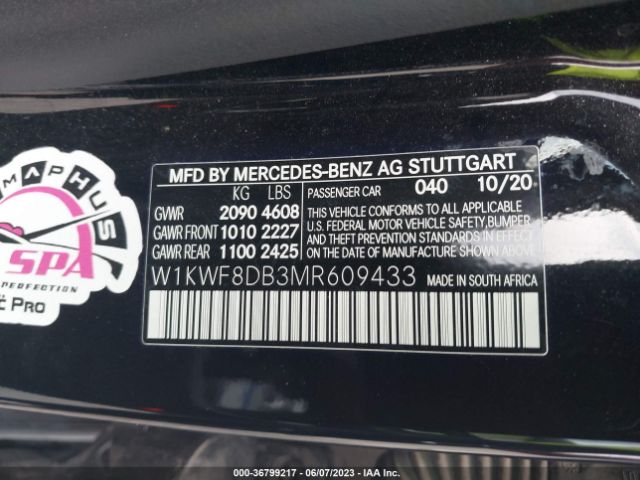 Photo 8 VIN: W1KWF8DB3MR609433 - MERCEDES-BENZ C 300 