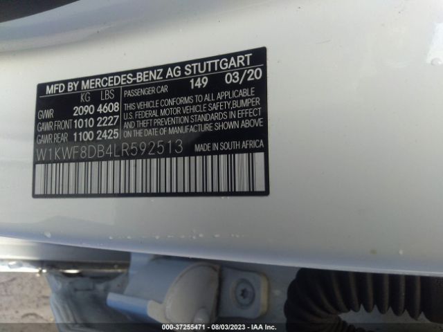 Photo 8 VIN: W1KWF8DB4LR592513 - MERCEDES-BENZ C 300 