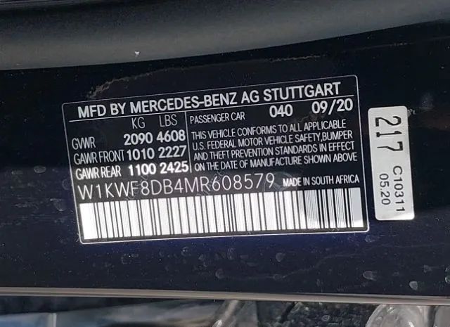 Photo 8 VIN: W1KWF8DB4MR608579 - MERCEDES-BENZ C-KLASSE 