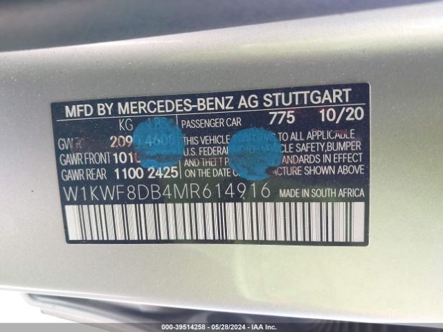 Photo 8 VIN: W1KWF8DB4MR614916 - MERCEDES-BENZ C 